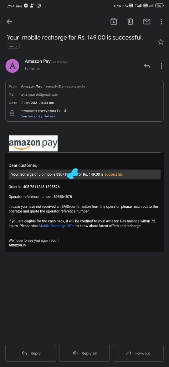 ayzxparth's tweet photo. @reliancejio @JioCare @amazonIN
Transaction ID- AMZ593564575
Recharge done on 7th Jan 2021.
Recharge confirmed from JIO end but still not activated.
Recharge confirmed from Amazon also.
PFA https://t.co/ZlfAFE2EQA