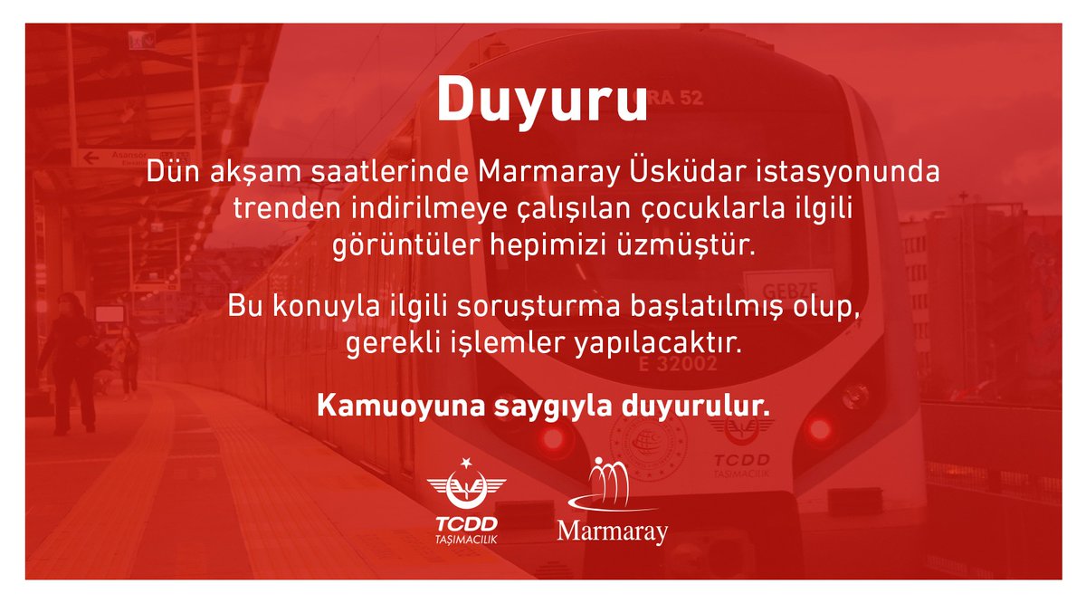 Marmaray Üsküdar istasyonunda yaşanan olayla ilgili basın açıklaması