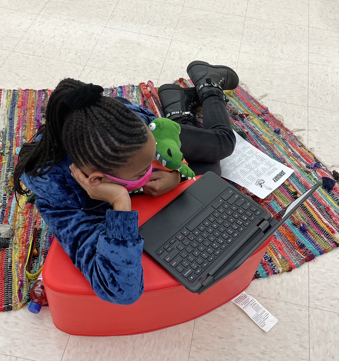 LPE_Okell's tweet photo. Helping my Ss find their love for reading through Monthly Book Bingo challenges.  The simple joy of stopping everything to read a good book!  Bingo space:  Read a book with a favorite stuffed animal.  January Book Bingo is off to a great start! @philippreddy @lisaseymour1 https://t.co/POjZ6kh4YW