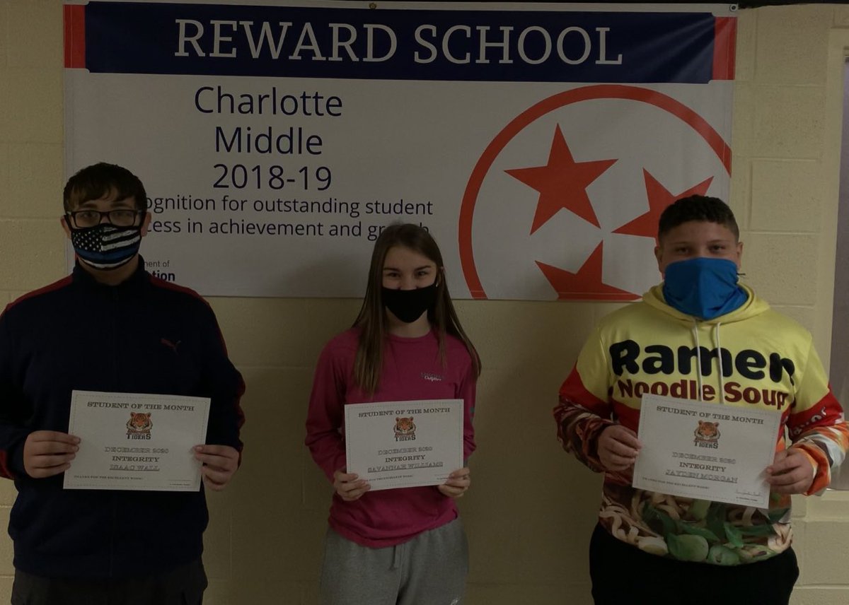 Tigerscms's tweet photo. Integrity: Being honest/having strong moral principles. What a trait to be known for. Macy, Haley, Austin, Isaac, Savannah, &amp; Jayden were recognized as Students of the Month for December for being people of integrity! Congratulations! #TigerPride @DLWeeks83 @rfaulkner9 https://t.co/w4TK6ohDdK