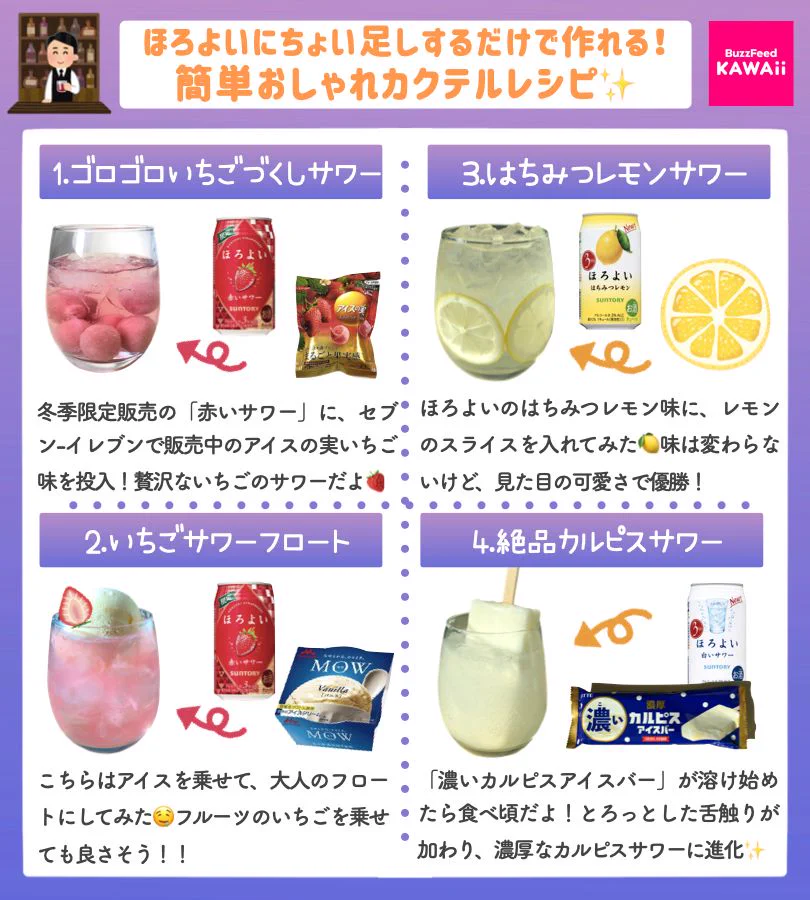 「ほろよい」にちょい足しですぐ作れる？「簡単おしゃれカクテル」レシピまとめ！