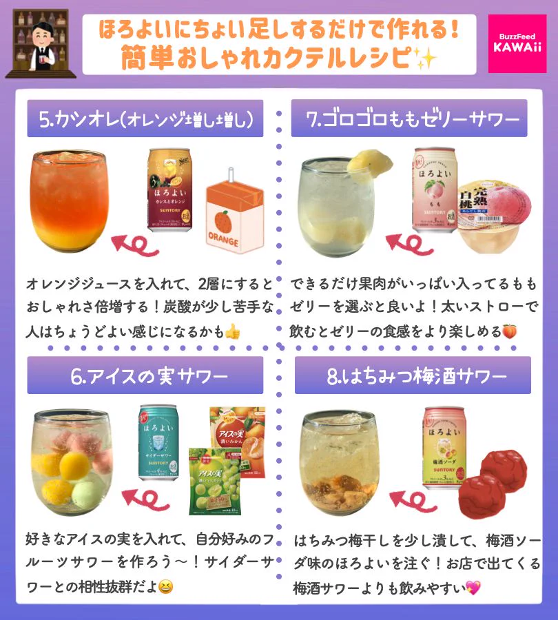 「ほろよい」にちょい足しですぐ作れる？「簡単おしゃれカクテル」レシピまとめ！