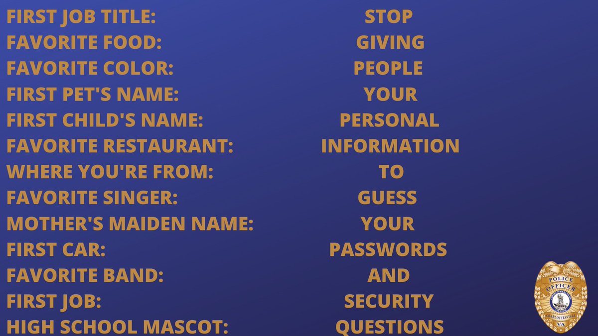 You're probably spending more time online these days. If you come across these types of 'quizzes,' remember that these could be hints to your passwords, which could help a thief steal your personal info. #DontDoIt #InternetSafety #IdentityTheftProtection