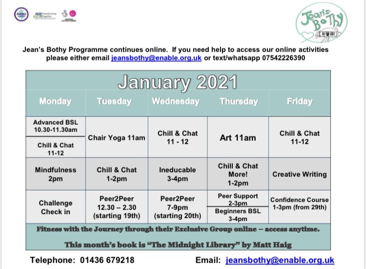 BothyJeans's tweet image. New Programme out for 2021! Lots of new opportunities as well as some regular favourites #wellbeingprogramme #MentalHealthMatters new members welcome!