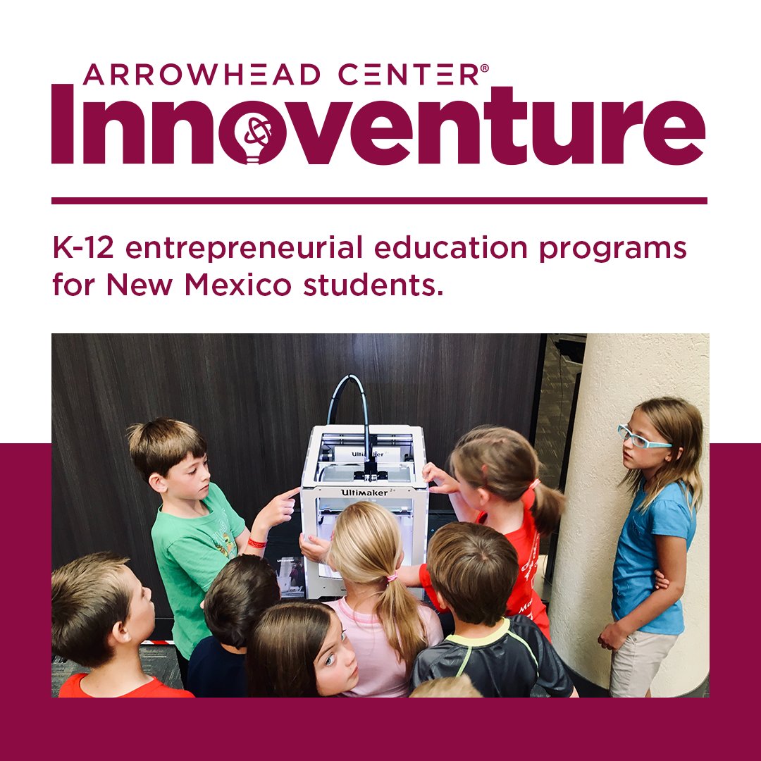 ATI_Arrowhead's tweet photo. This week's #FridayIntroductions highlights #ArrowheadCenter's #Innoventure Program! Innoventure offers K-12 entrepreneurial education programs for New Mexico students. Learn more here:

https://t.co/k8MV6xjEZR https://t.co/dZKGSy4OHg