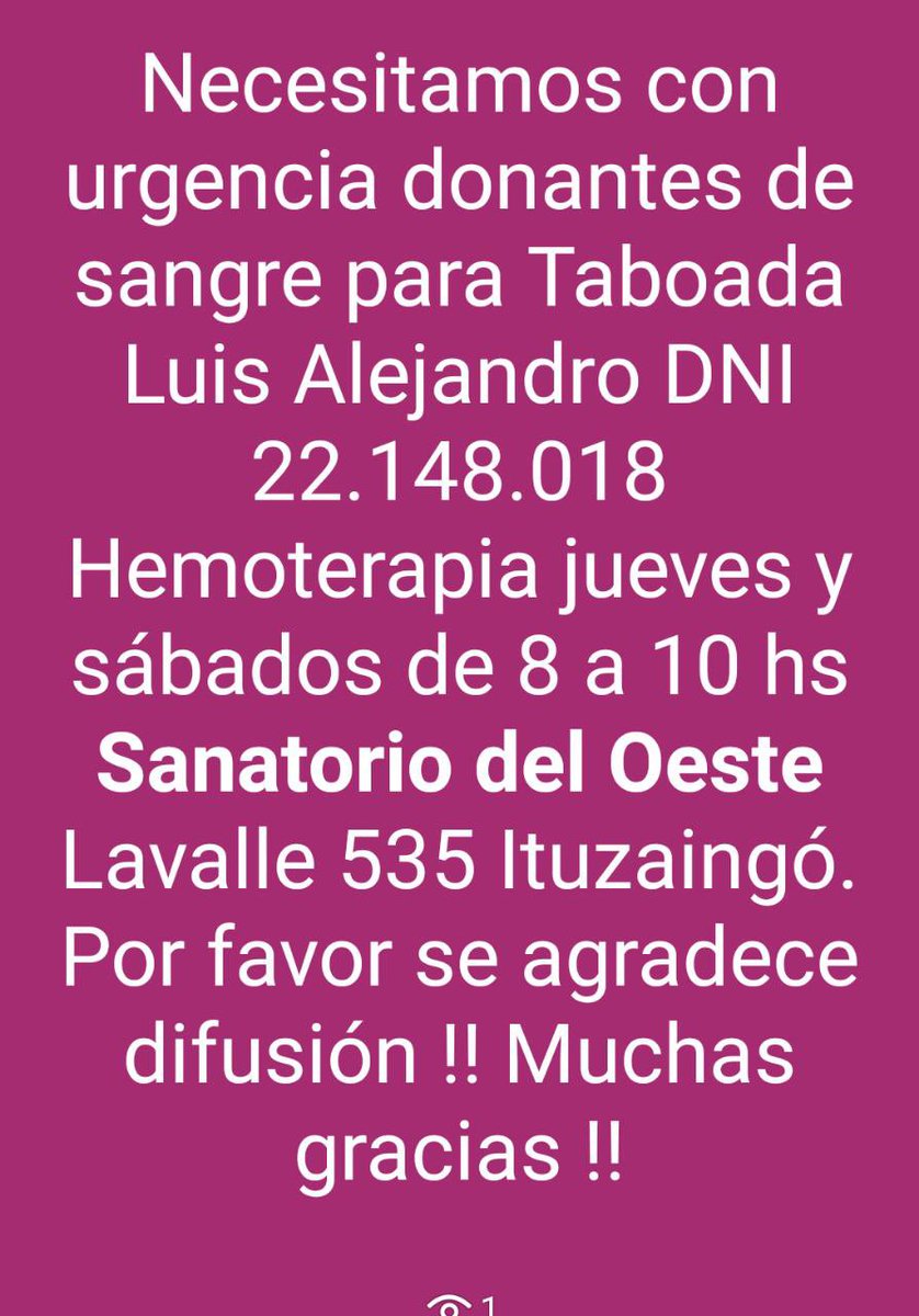 itu_ci's tweet photo. Necesitamos dadores de sangre para nuestro compañero Alejandro Taboada de la Base Itú. https://t.co/Hk2FbaURmZ