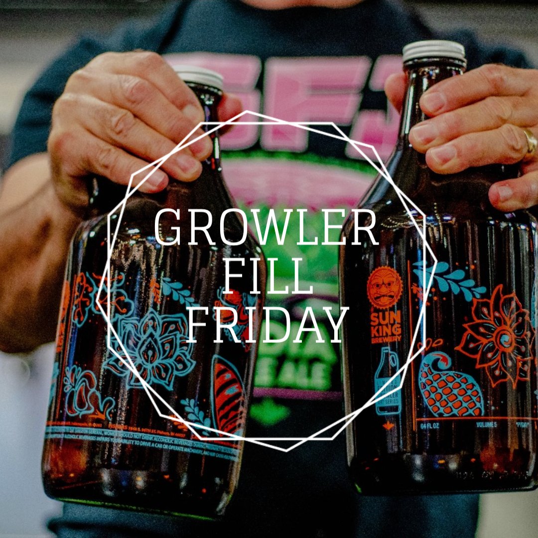 SunKingBrewing's tweet photo. It's the first Growler Fill Friday of the New Year!
Time to grab those empty growlers and head to Sun King for $6 growler fills of Pachanga • Sunlight • Wee Mac • Osiris
#growlerfillfriday #loveindy #aroundfishers #experiencecarmel #sunkingbrewery #freshlocalbeer https://t.co/sHiAUzEtYc