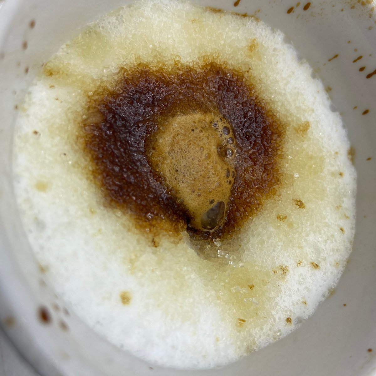 midafternoon bump - Cubano.
1. light layer of raw sugar.
2. 3 oz. steamed milk.
3. float another thin layer raw sugar on milk.
4. three fresh espresso shots.
5. sip &amp; enjoy!