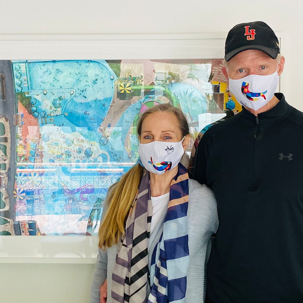 TAGgedTribe's tweet photo. https://t.co/H1MWK5U8hD

Thanks to Tom Gegax and Mary Wescot of the excellent @thesparkdoc for displaying their new TAG masks. 
Support us in our efforts of diversity, equity, and inclusion by purchasing a mask in our store! https://t.co/RwMNSSOU35