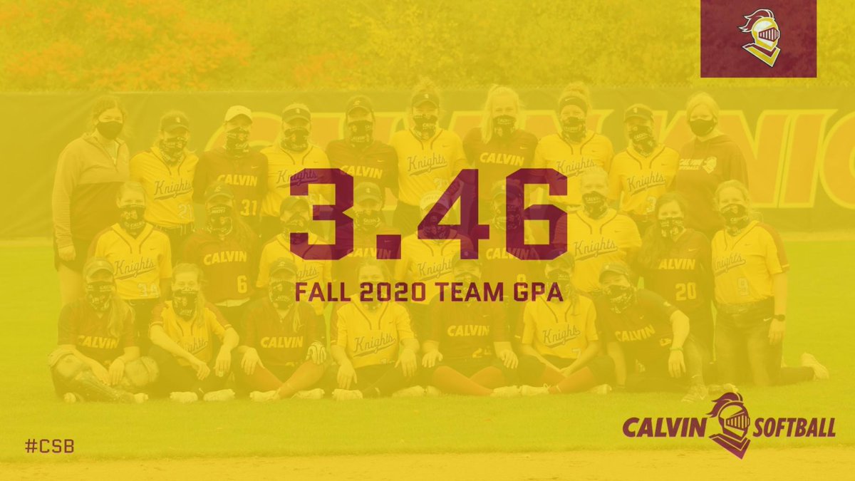 CalvinSoftball's tweet photo. Our team had another outstanding showing in the classroom during the fall 2020 semester. Go Knights! #csb #Team46 https://t.co/T3rlR7HmyW