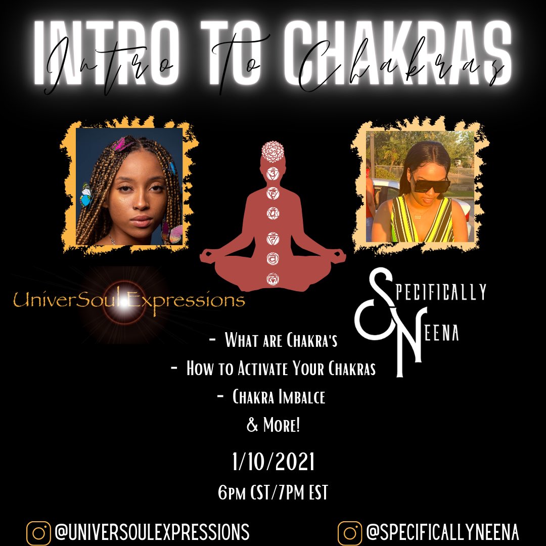 Neennaaaa__'s tweet photo. Join me &amp; @peacheykei on Clubhouse, 1/10/21 @ 6pmCST/7pmEST as we discuss basic information about what you need to know about your 7 main chakras. 
What are they, how to activate them, &amp; so much more! 

https://t.co/LiNmq5v0je https://t.co/1fKD2vzgft