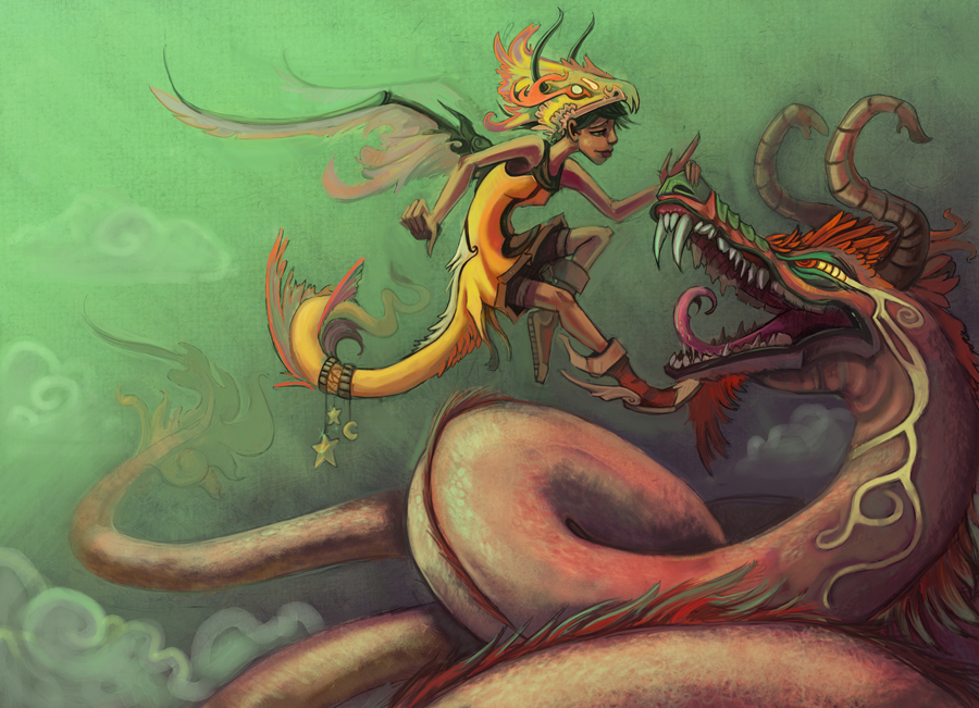 I've been drawing gross, drippy things for a long ass time though. As a kid, I drew dragons endlessly. By the time I got to college, I had sorta stylized them to weird.. cartoon worm things. Here's 2 examples from *squints* 2008. I painted myself way more back then. Feeling old.