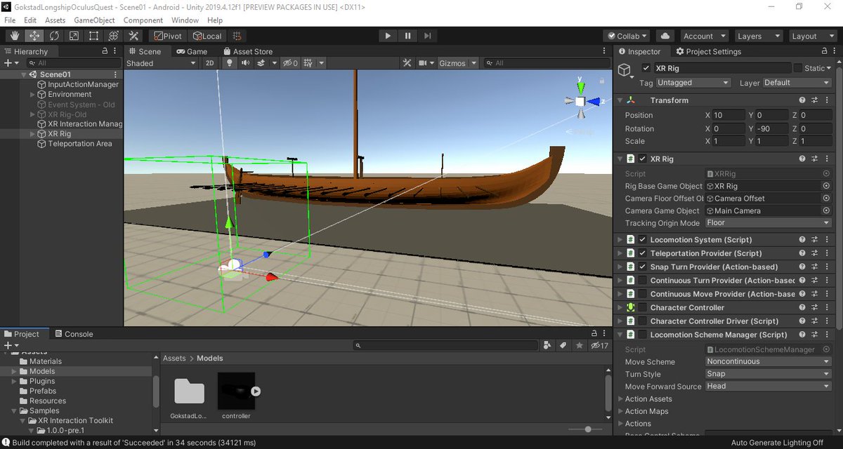 It's taken me a few days - and many Quest sideloads - but I'm starting to figure out the Unity XR Interaction Toolkit (docs.unity3d.com/Packages/com.u…). Was able to get basic Teleportation configured before the weekend! Will certainly be using this with VR/AR projects moving forward.