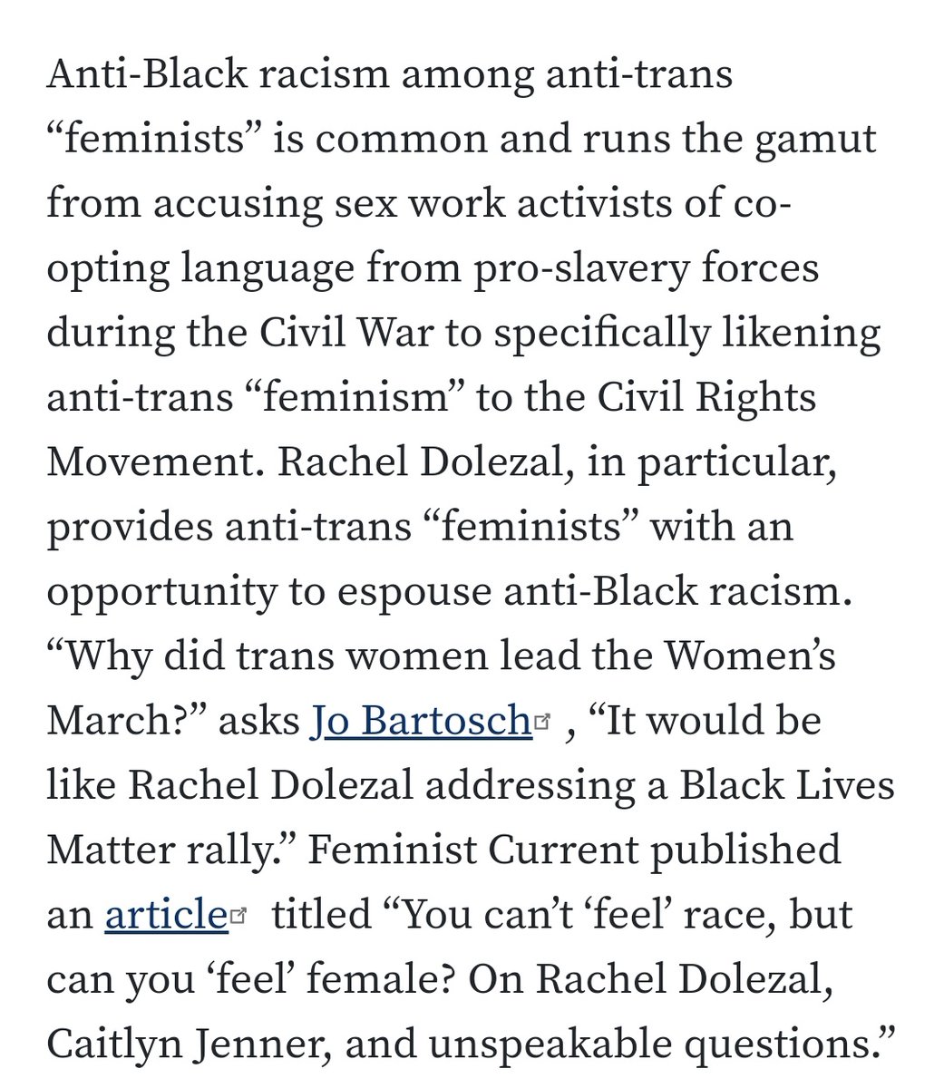 (Just a note about being assholes, "woman-face" is a term that anti-trans feminists use to make this specious comparison and boy isn't that just a great signal that your movement is made up of white women.)See my article:  https://www.politicalresearch.org/2019/02/20/racism-in-anti-trans-feminist-activism