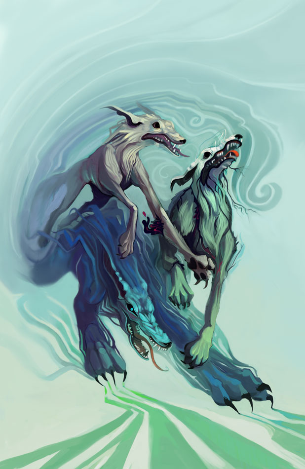 I painted this in 2012, as a companion piece to the three birds in the swirly composition believe it or not. A nice print of this hung in the deli I was working at in Baltimore for a while (and got smashed in a robbery! different story though), good times.