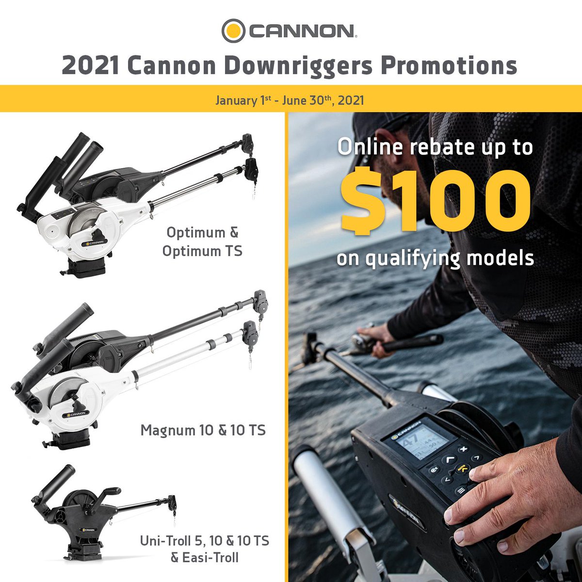 Run deep with Cannon Downriggers and get up to $100 back through June 30th! #RunDeep #CannonDownriggers

Rebate details ➡️ bit.ly/38rpnp5