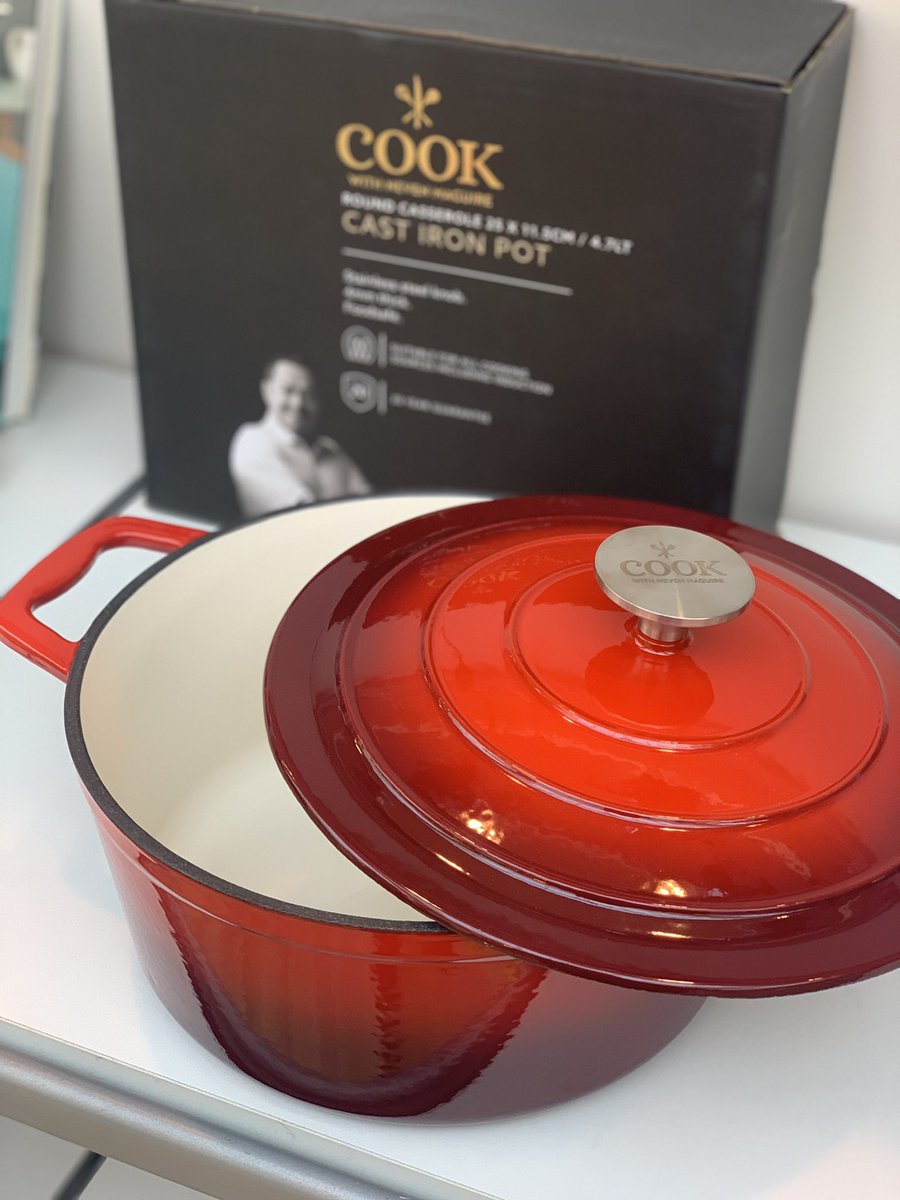 Dunnes Stores  Red Neven Maguire Cast Iron Shallow Casserole Pot