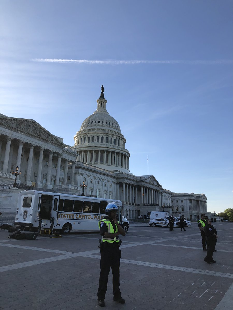 You can clearly see MANY officers all over the Capitol. And big buses holding officers, shields and gear, parked on multiple areas on the plaza.This was BEFORE any  #BlackLivesMatter   protestors were on Capitol grounds. But police were prepared.