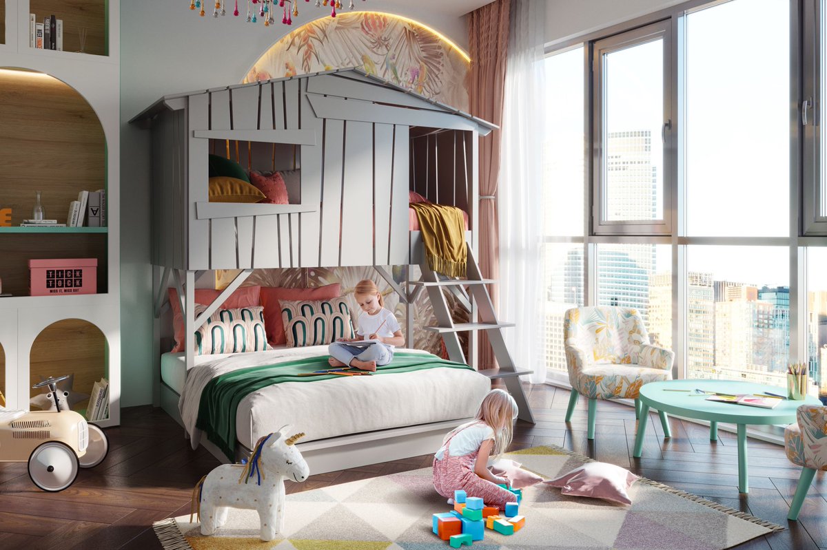 If your child dreams of a treehouse, then this double bunkbed will become their ultimate sleeping space. And what makes this delightful treehouse bed so special is that it includes a double bed as well as a cosy ‘hideout’ for your little adventurer to sleep✨
#kidsroominspo