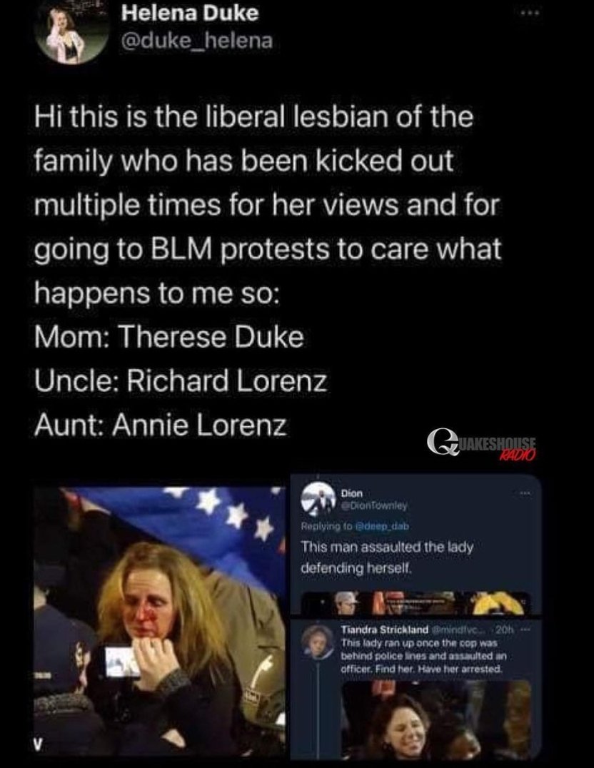 dracodarts_112's tweet photo. #thereseduke is the #HomegrownTerrorist who thought it was ok to touch a #BLACKQUEEN 🤔 well a straight righthand TAUGHT her a lesson . @
#salute to #helenaduke exposed her fam 🥰🥰🥰🥰 https://t.co/6CTrNsUPmC