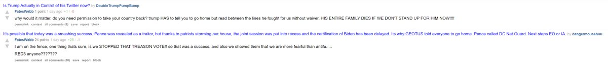 One guy on  http://TheDonald.win January 5: Not even the US Army will stop us from storming the CapitolJanuary 6: Success, we have stormed the Capitol and stopped the steal!January 8: Antifa and larpers stormed the Capitol, it was all theater to give a reason to persecute us