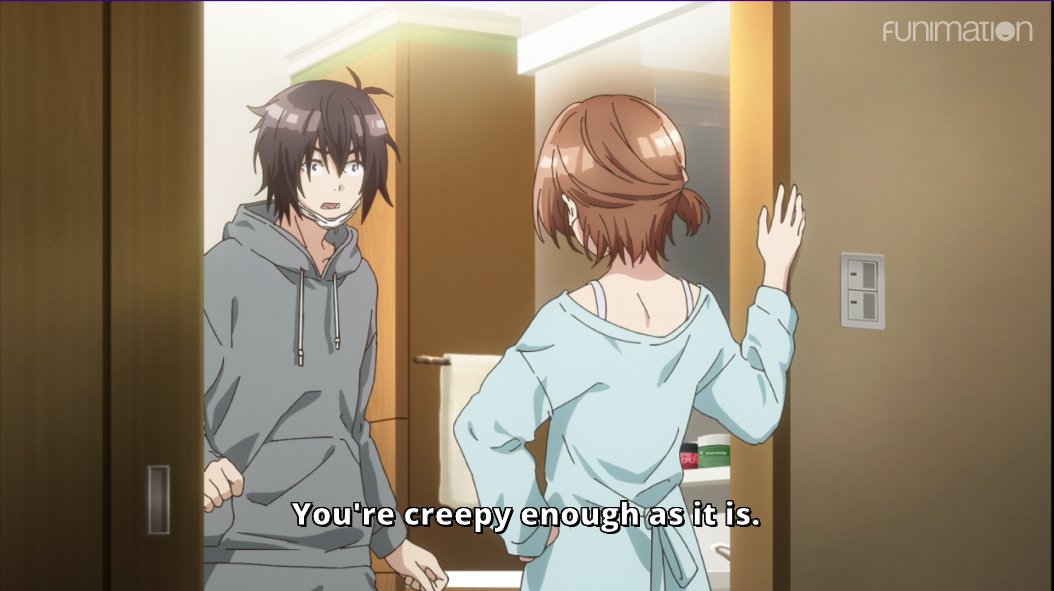 Here comes lil sis to explain exactly why Aoi is completely nonsensical. T-kun practicing smiling and sis calls him creepy. Welcome to the real world Aoi, where life isn't a game and you can't 'win' everyone.