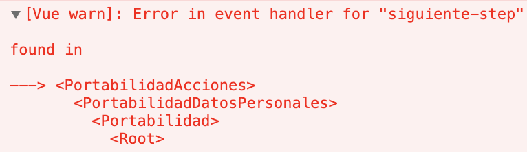 romgrod's tweet photo. @TuentiAR 
Hay un error en el form de portabilidad. Gente que se quiere ir de @PersonalAr  a Tuenti no puede 🤦‍♂️

Y estaría faltando un poco de testing por ahí

Error in event handler for "siguiente-step": "TypeError: Cannot read property 'trackEventPortabilidad' of undefined" https://t.co/9wsQ0crooD