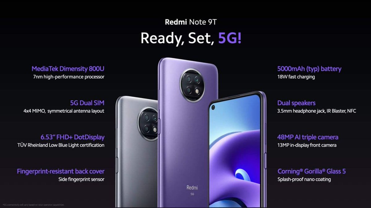 Authenx2's tweet photo. Hello #Tweeps. Be #ReadySet5G with the #RedmiNote9T #XiaomiRedmiNote9T #GSMdevice @Xiaomi @XiaomiUSA @XiaomiIndia @XiaomiUg @XiaomiMIUganda #AndroidOS #Jan8th_2021 #Twitter #Facebook #YouTube #5Gdevice #5000mAh #Highspecbuild #RP #DM @Authenx2 @Xiaomi https://t.co/vx3Ig9LQPW