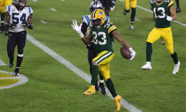 RBs scheduled for FA: #Packers Aaron Jones #Seahawks   Chris Carson #Broncos Philip Lindsay #Panthers Mike Davis #Cardinals Kenyan Drake #Patriots James White #Chiefs Le'Veon Bell #49ers Tevin Coleman #Bucs Leonard Fournette #Dolphins Matt Breida #Falcons Todd Gurley