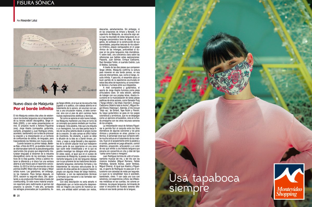 Revista_Dossier's tweet photo. TANGO INFINITO
_
El trío @MalajuntaTango celebra diez años de existencia en los bordes tangueros con el lanzamiento de su tercera edición discográfica, Tango infinito (2020), y con varias presentaciones en vivo. 

Reseña por @a_laluz en 🔗https://t.co/c7uYSj0330 https://t.co/0fbCFLKPbG