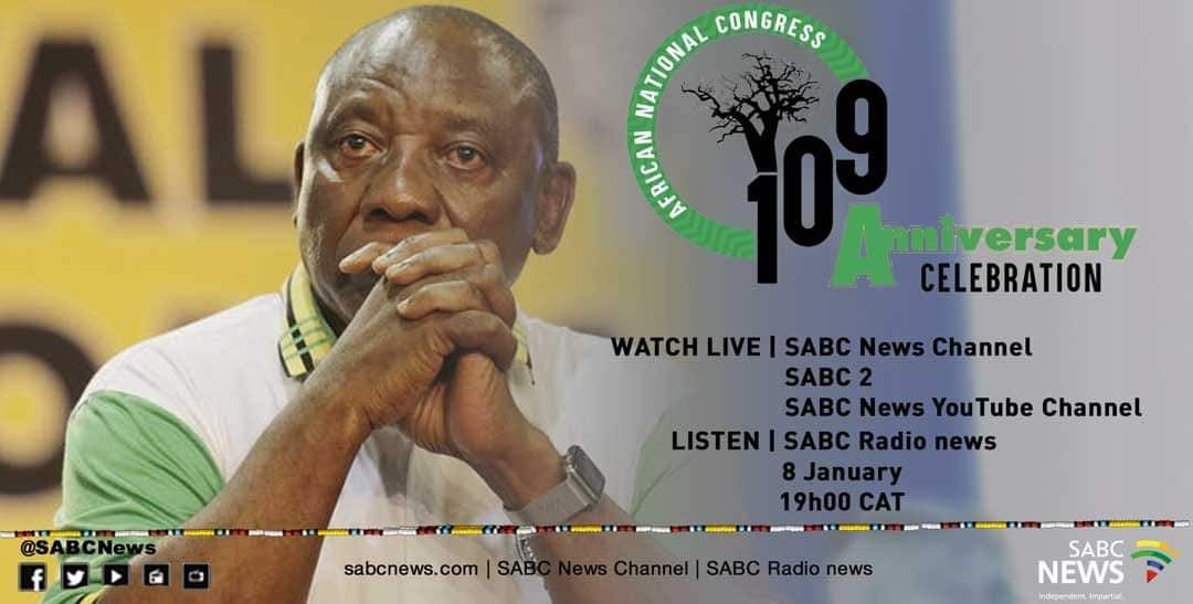 ANCMPUMALANGA's tweet photo. ANC President Cde #CyrilRamaphosa to address #ANC109 celebration on virtual platforms
Date: Friday 08/01/2021
Time: 19:00
#StayAtHome #Covid_19SA #ProtectYourself #DefendEachOther #LetsDoItTogether #FlattenTheCurve https://t.co/jrYxF2DPRW