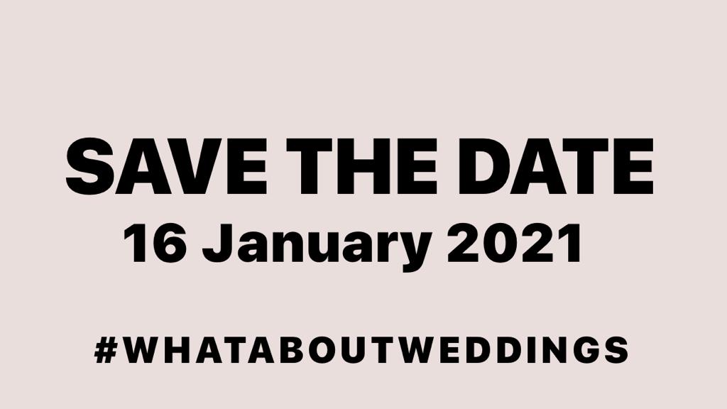 SAVE THE DAY - 16th January 2021. Join us as we take a stand for weddings, for couples and for businesses alike. More details to follow in the coming days... #whataboutweddings