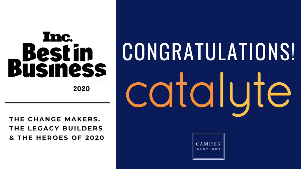 CamdenPartners1's tweet photo. Congrats to Camden portfolio company @Catalyte_io on winning an @Inc Best in Business Award! Catalyte continues to transform software development with its use of #machinelearning &amp; #predictiveanalytics to create a new, diverse generation of tech talent https://t.co/lgALhSJJ5r https://t.co/75sk4NJnQf