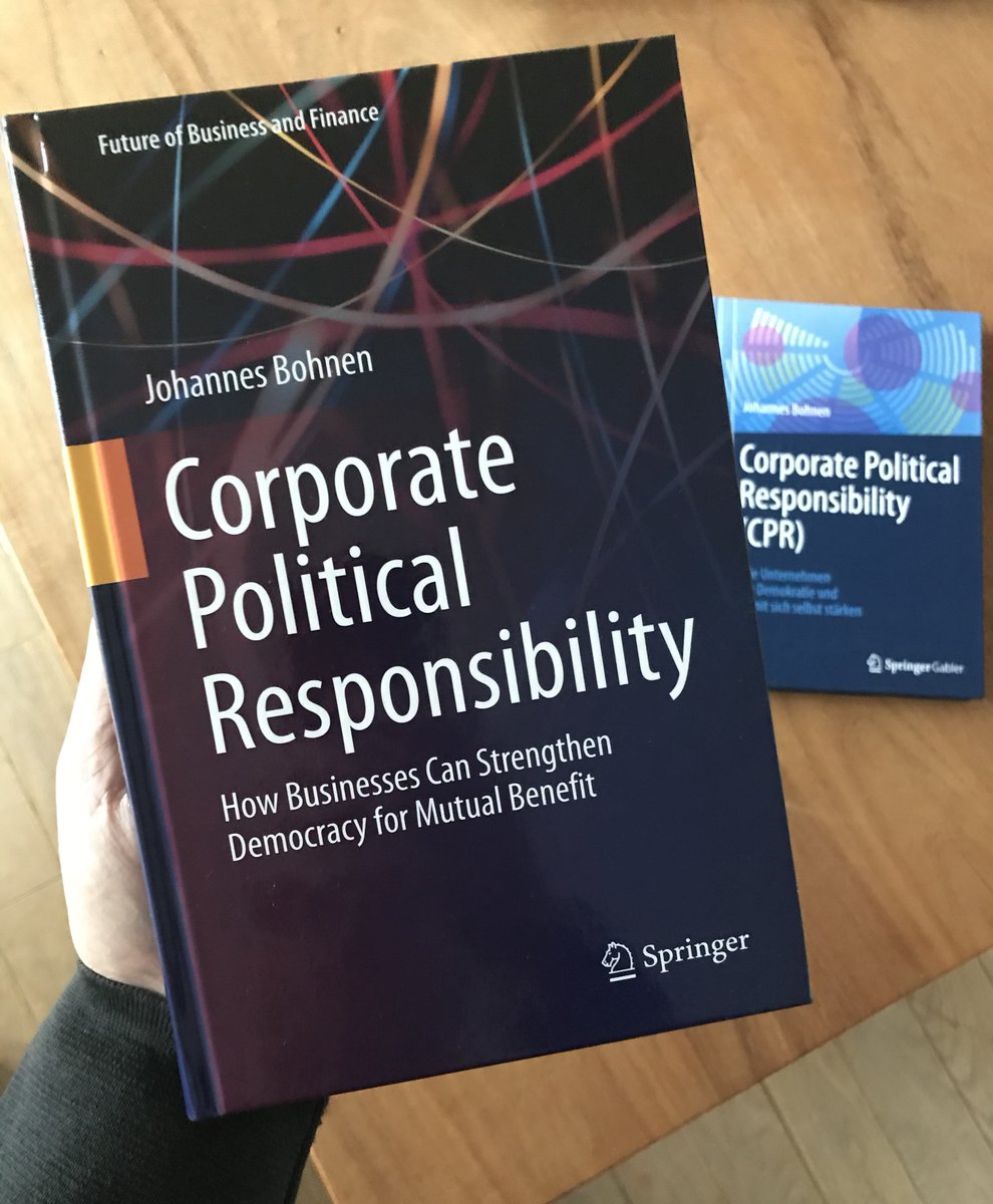 JohannesBohnen's tweet photo. I’m happy to announce that my book on Corporate Political Responsibility is now available in English. It is on sale as part of the “Future of Business and Finance” book series by @SpringerNature. #CPR #CSR #politicalbranding#Haltung @springernomics https://t.co/eH7RgI4rHH https://t.co/NvNmfZJexH