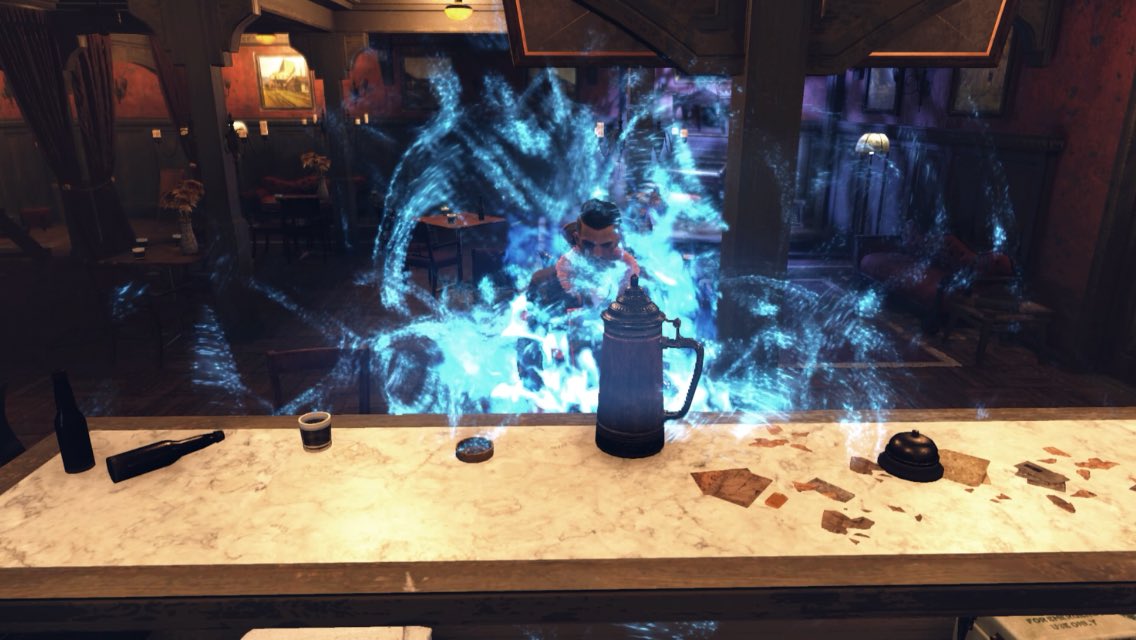 jd_author's tweet photo. #Fallout76 toon based on @black_killian glitched in vaporized animation - like a ghost. Talk about meta. #gaming #spooky https://t.co/ZB7fndhsew