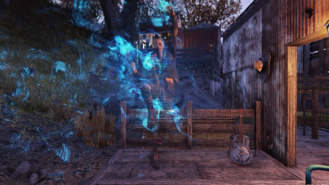 jd_author's tweet photo. #Fallout76 toon based on @black_killian glitched in vaporized animation - like a ghost. Talk about meta. #gaming #spooky https://t.co/ZB7fndhsew