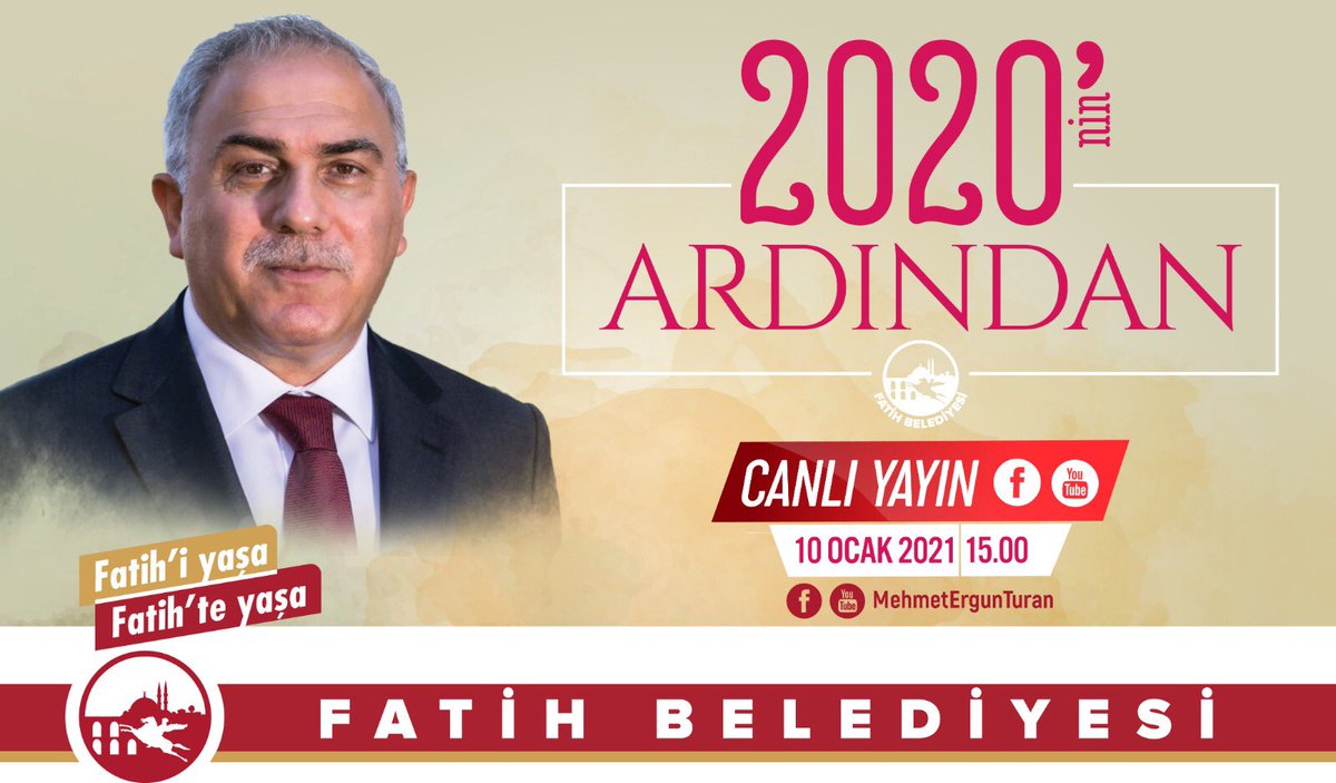 İlçemiz için peşi sıra hayata geçirdiğimiz icraatlarımızı; 2020'nin ardından canlı yayında konuşacağız.

Tüm komşularımı davet ediyorum.

10 Ocak 2021 / 15.00

Facebook 👉 bit.ly/2X0vHwY
Youtube 👉 bit.ly/3aVOCRS