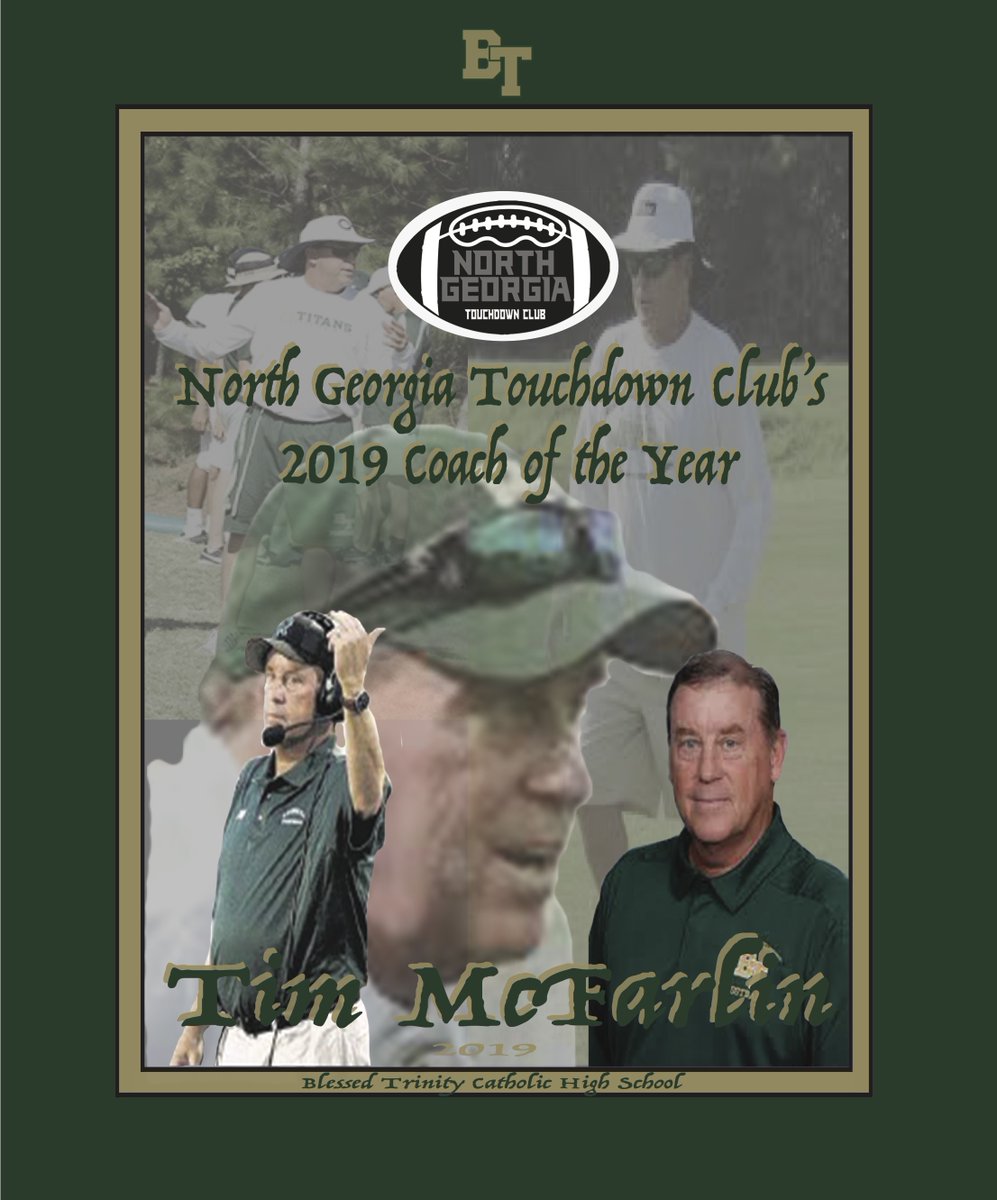 3 time TD Club Coach of the Year Tim McFarlin announced that he is stepping down as the head football coach at Blessed Trinity. McFarlin &amp; the Titans won 3 state championships from 2017-2019 We love you Coach