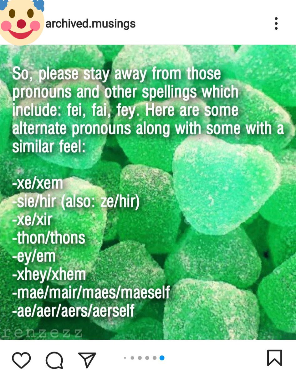 Also for someone so freaking worried about "taking from the fae" they sure do name drop them a LOT. And their no-no pronoun list also includes anything that might vaguely sound like "fae" even though they could be any number of other languages because it's a *basic syllable*