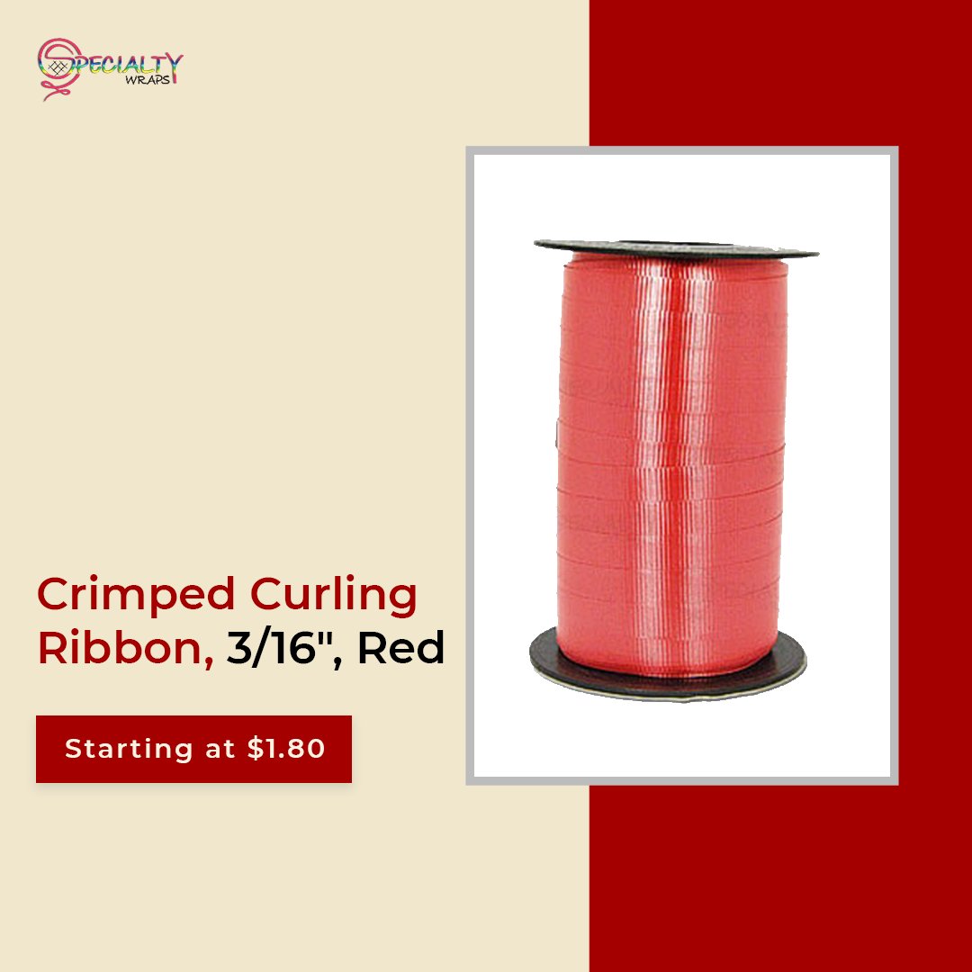 SpecialtyWraps's tweet photo. Give perfect finishing touch to wrapped gifts with our Red Crimped Curling Ribbon that comes handy when you think of enhancing the gift's appeal. Available in 500 yards long roll at great wholesale price. Hurry up! Stocks running out. https://t.co/rfWCGtqcCq

#ribbonlover #gift https://t.co/Oj8tPpXA0M