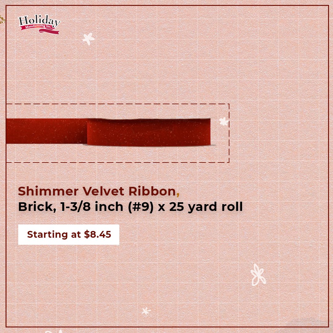 Holidaybows's tweet photo. Add elegance to decorations with the luxury of velvet. With our shimmer velvet ribbon in brick color, make bright and cheerful decorations with that added flair. Weatherproof and cut edge ribbon available in a roll of 25 yards length.https://t.co/f3XOK7YShD

#ribbon #velvetribbon https://t.co/TFVM9NPTat