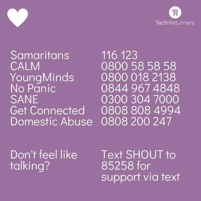 techreturners's tweet photo. You made it! it's almost the end of one of the toughest #lockdown weeks so far but you did it! Keep smiling #TRCommunity and remember if you need support you are never alone. https://t.co/ZDS4yTmwDP