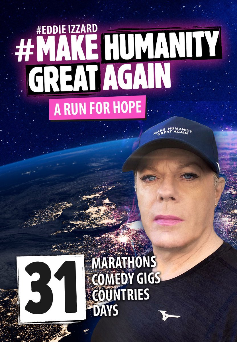 AdventurePsyc's tweet photo. @eddieizzard running 31 marathons in 31 days. 🙌 https://t.co/R4RgBKyEDe
