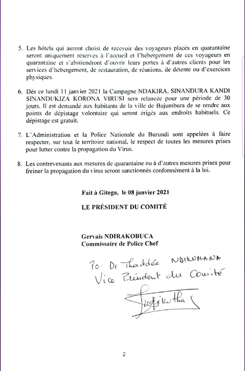 #Burundi
#Covid_19 
Communiqué du comité chargé de lutter contre la propagation et la contamination du Covid 19 au Burundi.
Appropriation du contenu hautement recommandée.