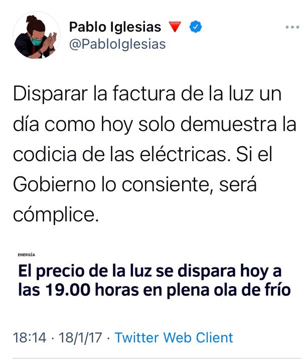 pablocasado_'s tweet photo. Los que no iban a dejar a nadie atrás y presumían de una transición energética justa empiezan el año con un 20% de subida del precio de la electricidad en plena ola de frío, afectando a las familias más vulnerables.Pedimos la comparecencia de los que decían esto en la oposición👇 https://t.co/DsZ6GchSJK