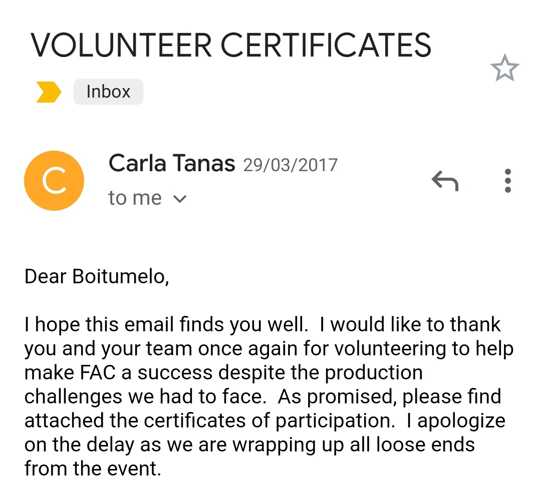 Honestly getting the organisers of such a huge conference to even agree to allow us to volunteer was a lot of work. When they eventually did, I hand picked members with budding potential. Who would not buckle under pressure of a global conference. It was a success.