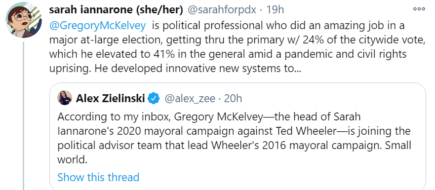 PdxSafe's tweet image. Not true. Iannarone was given almost a million dollars in taxpayer funds to run against one of the most unpopular mayors in the country. Wheeler barely ran a campaign until the last six weeks before the election. And he still won by 6 points. #ourportland