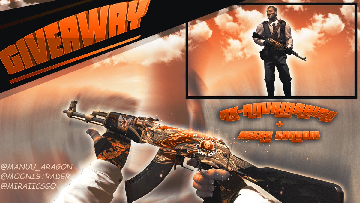 MooNIsTrader's tweet photo. Ak-47 Aquamarine FT + condom agent  GIVEAWAY🧡

Follow
•@miraiicsgo 
•@MooNIsTrader 
•@manuu_aragon 

Rt this post + tag 1 friend
Ends 22/1 🧡 https://t.co/mDXWCnLllU