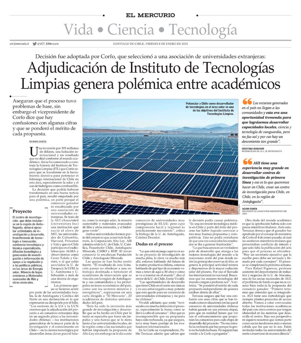 EnnioVivaldi's tweet photo. Con esta resolución del ITL no sólo se debilita una política de Estado que debe promover el desarrollo de la ciencia, la tecnología y la innovación en Chile, sino que además se limita el fortalecimiento de capacidades de investigación propias en esta materia. https://t.co/hYRrAHf8Xz