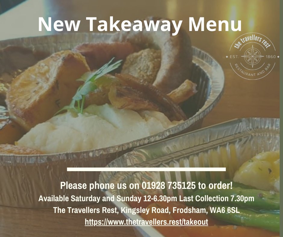 TravsRestFrod's tweet photo. New Takeaway menu for Saturday and Sunday - The Sunday Roasts are so popular! https://t.co/wcc8kaewqX https://t.co/v8LP9Qa8KL